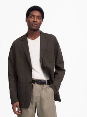 NEW Madewell Unstructured Blazer in Cotton-Linen Blend in Soft Charcoal